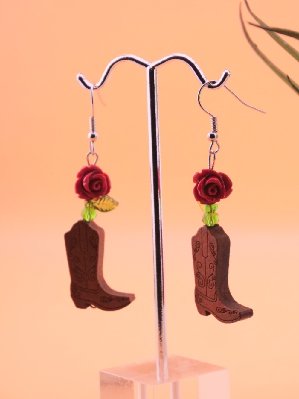 Rose Rodeo Earrings | Western Boot & Rose Earrings | Cowgirl Jewelry | Handmade